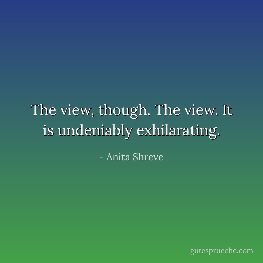 The view, though. The view. It is undeniably exhilarating. - Anita Shreve