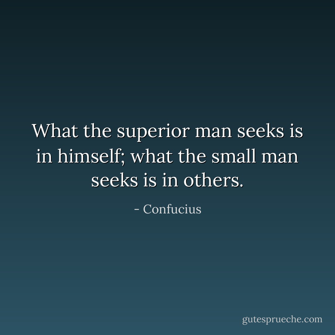 What the superior man seeks is in himself; what the small man seeks is in others. - Confucius