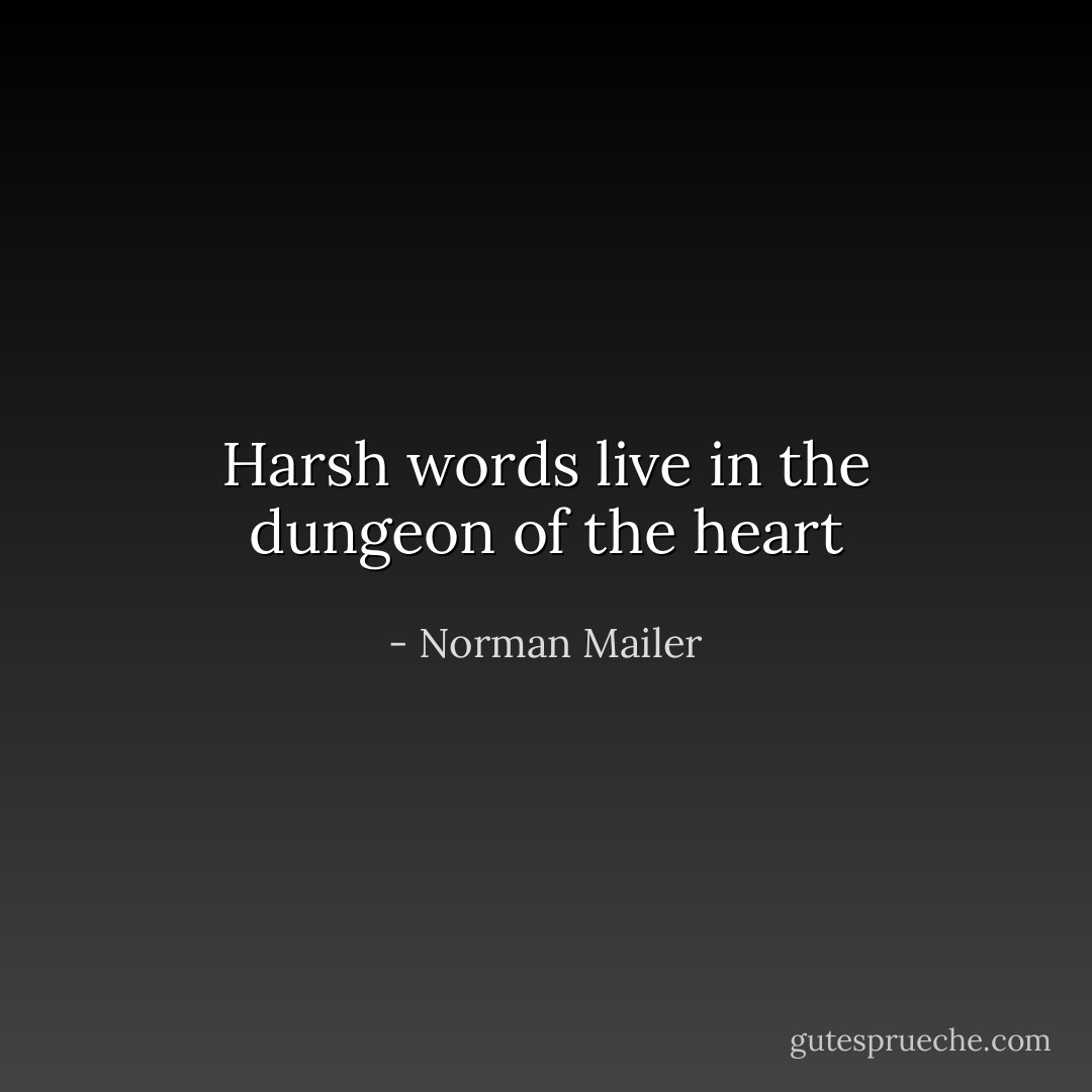 Harsh words live in the dungeon of the heart - Norman Mailer