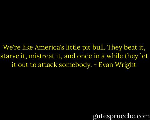 We're like America's little pit bull. They beat it, starve it, mistreat it, and once in a while they let it out to attack somebody. - Evan Wright