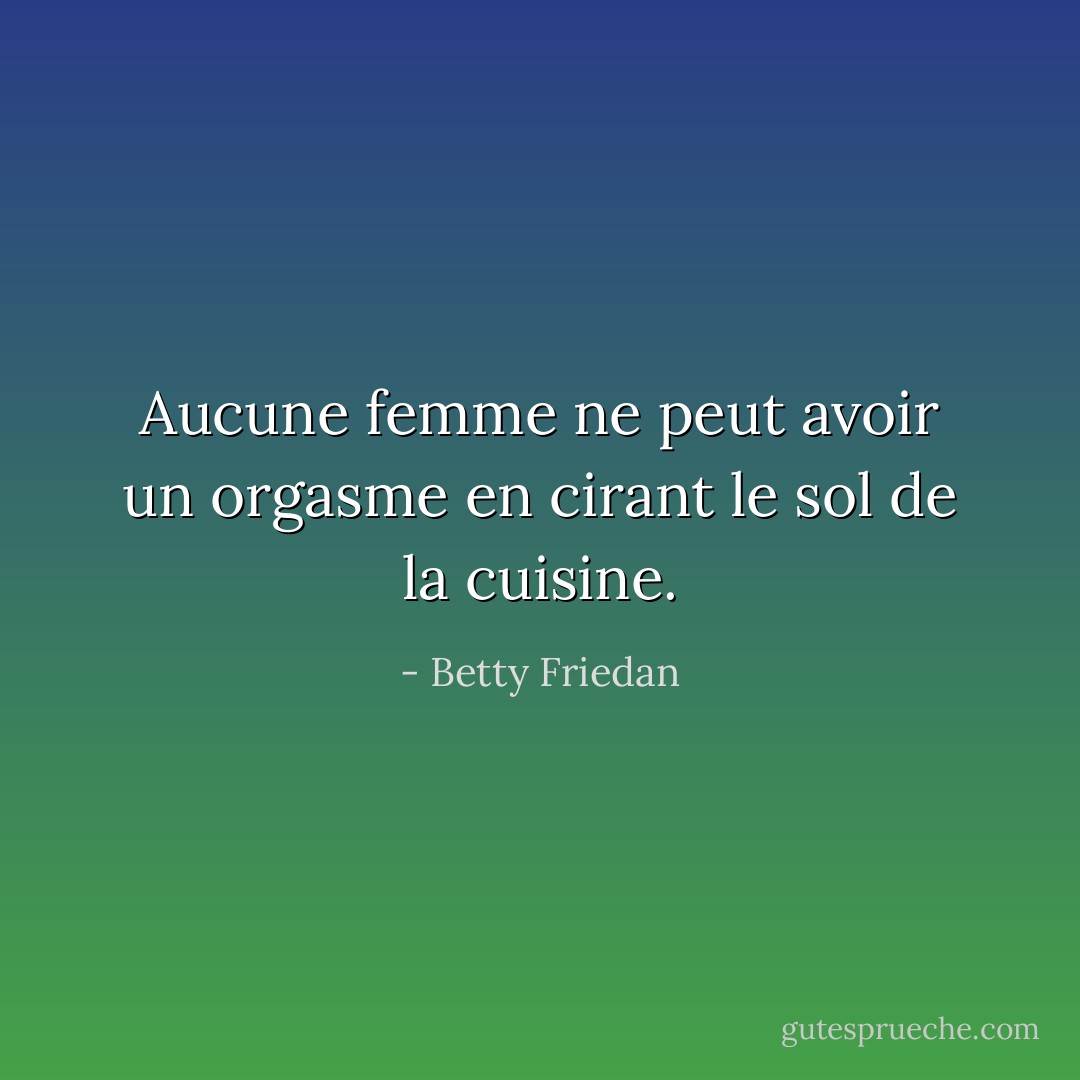 Aucune femme ne peut avoir un orgasme en cirant le sol de la cuisine. - Betty Friedan