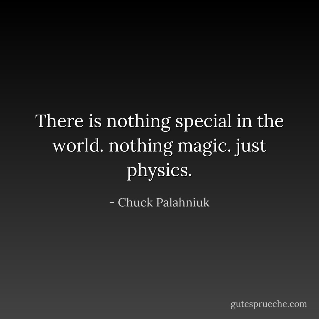 There is nothing special in the world. nothing magic. just physics. - Chuck Palahniuk