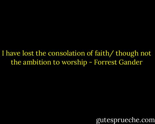 I have lost the consolation of faith/ though not the ambition to worship - Forrest Gander