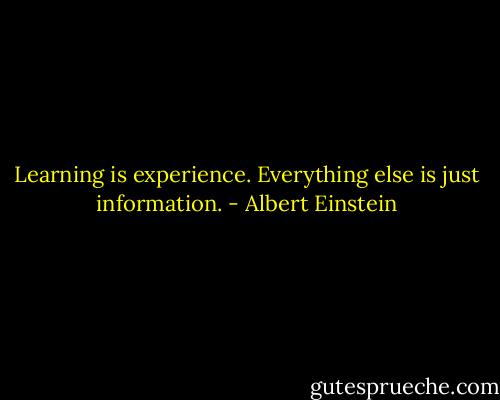 Learning is experience. Everything else is just information. - Albert Einstein
