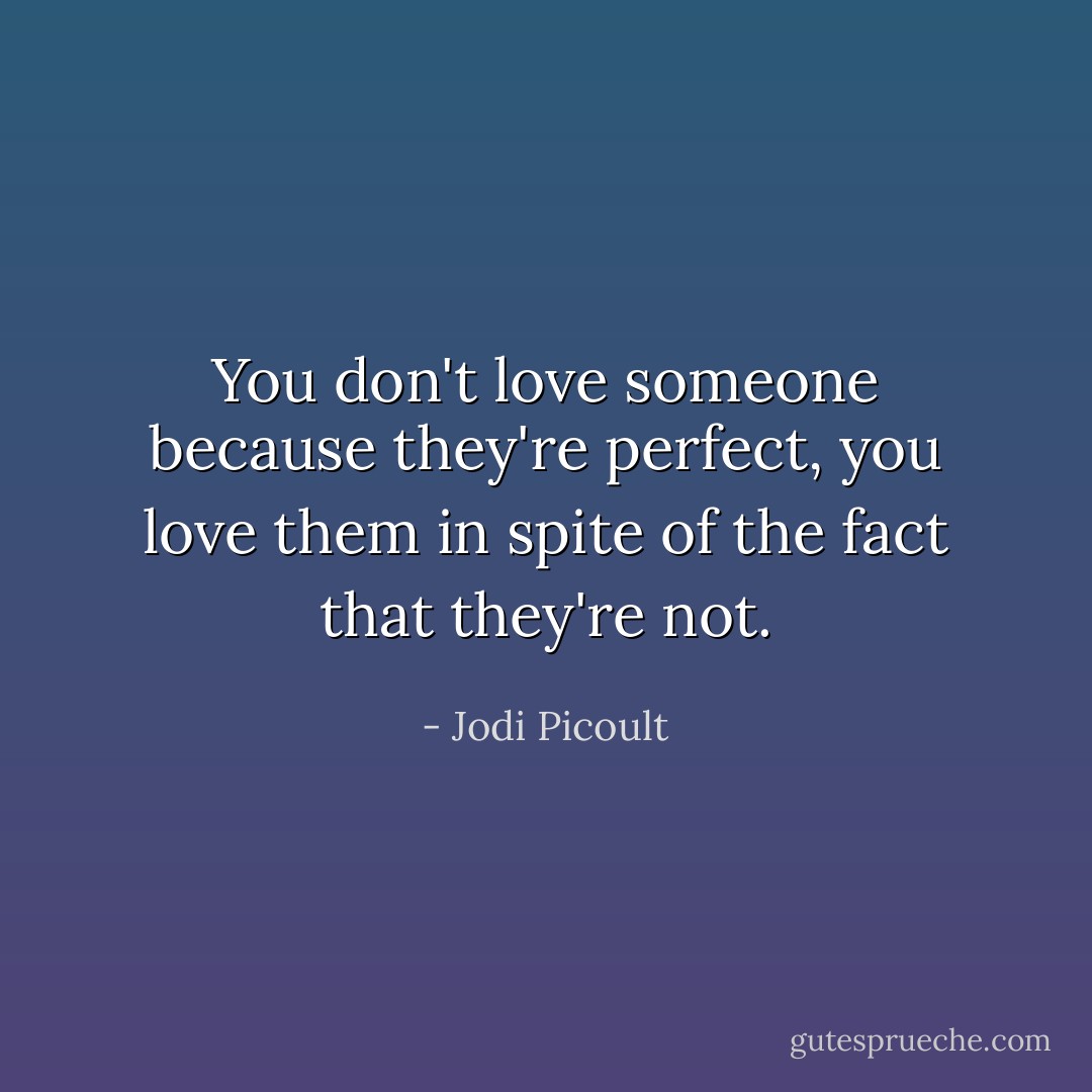 You don't love someone because they're perfect, you love them in spite of the fact that they're not. - Jodi Picoult