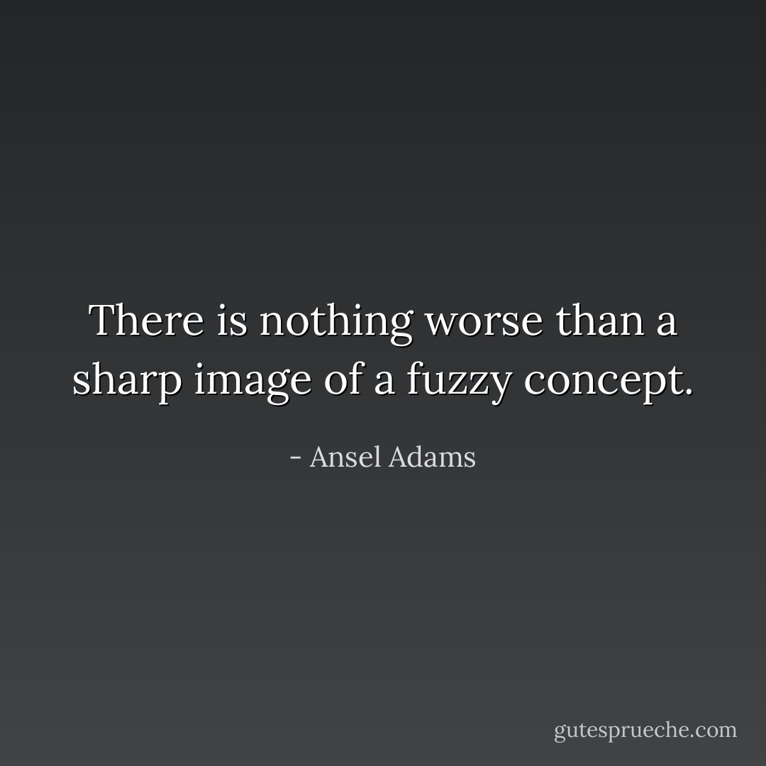 There is nothing worse than a sharp image of a fuzzy concept. - Ansel Adams