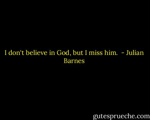 I don't believe in God, but I miss him.<br /> - Julian Barnes