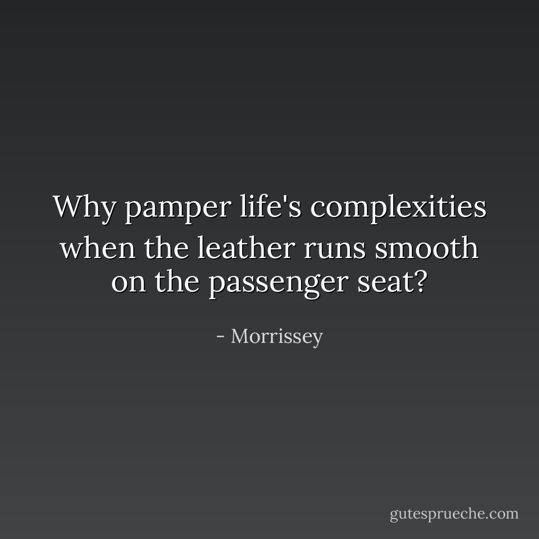 Why pamper life's complexities when the leather runs smooth on the passenger seat? - Morrissey