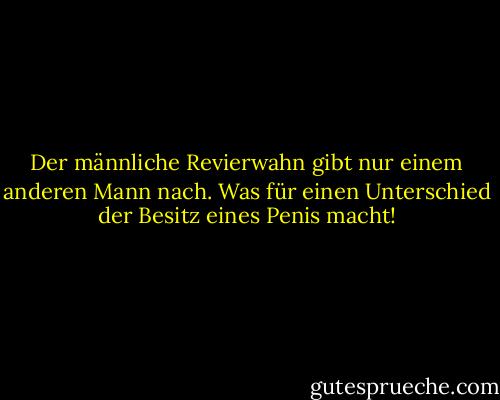 Der männliche Revierwahn gibt nur einem anderen Mann nach. Was für einen Unterschied der Besitz eines Penis macht! - Marilyn French<