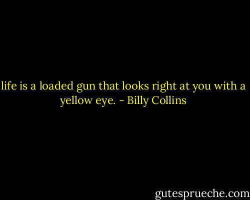 life is a loaded gun<br />that looks right at you with a yellow eye. - Billy Collins
