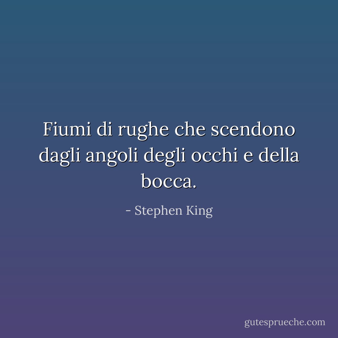 Fiumi di rughe che scendono dagli angoli degli occhi e della bocca. - Stephen King