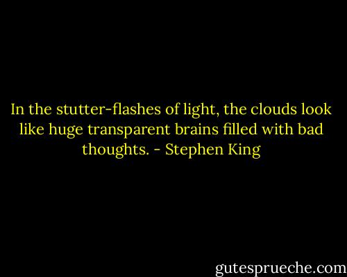 In the stutter-flashes of light, the clouds look like huge transparent brains filled with bad thoughts. - Stephen King