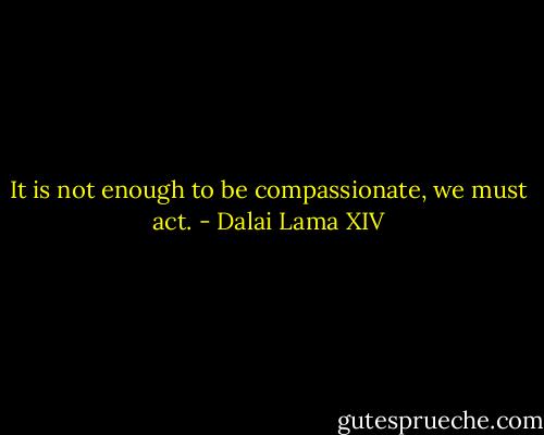 It is not enough to be compassionate, we must act. - Dalai Lama XIV