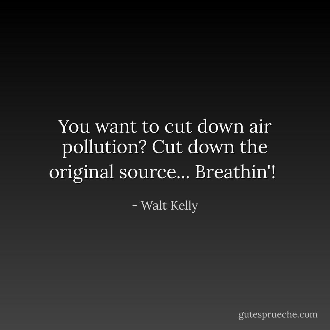 You want to cut down air pollution? Cut down the original source... Breathin'!  - Walt Kelly