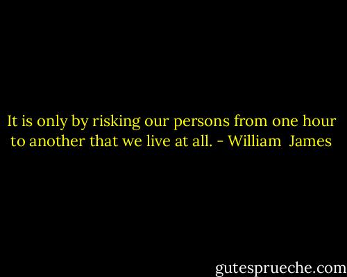 It is only by risking our persons from one hour to another that we live at all. - William  James