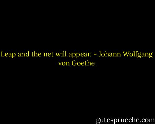 Leap and the net will appear. - Johann Wolfgang von Goethe