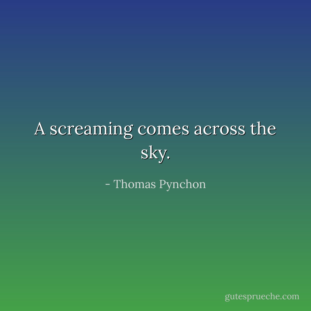 A screaming comes across the sky. - Thomas Pynchon