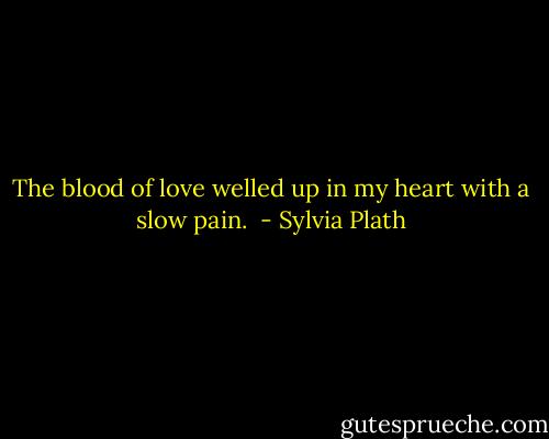 The blood of love welled up in my heart with a slow pain.  - Sylvia Plath