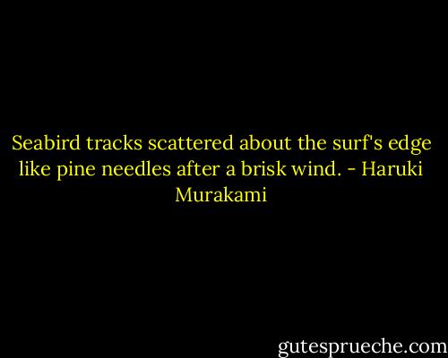 Seabird tracks scattered about the surf's edge like pine needles after a brisk wind. - Haruki Murakami