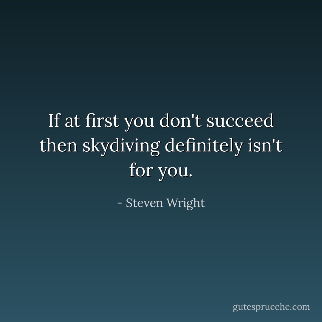 If at first you don't succeed then skydiving definitely isn't for you. - Steven Wright