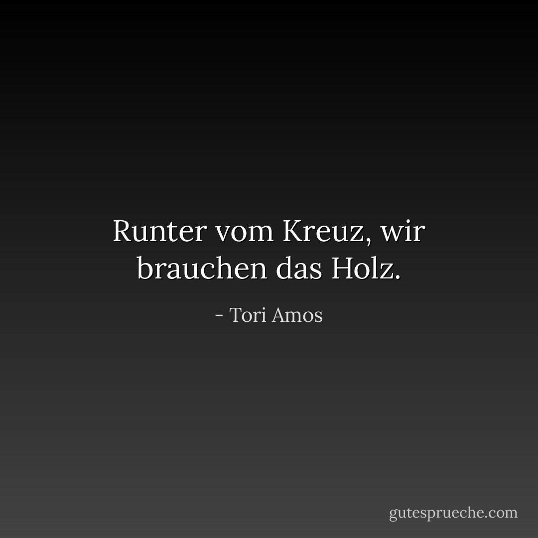Runter vom Kreuz, wir brauchen das Holz. - Tori Amos<