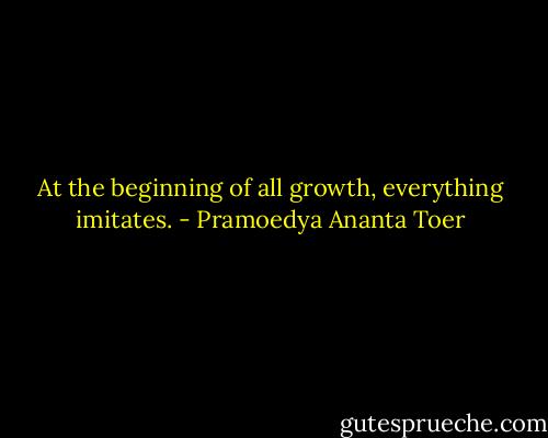 At the beginning of all growth, everything imitates. - Pramoedya Ananta Toer
