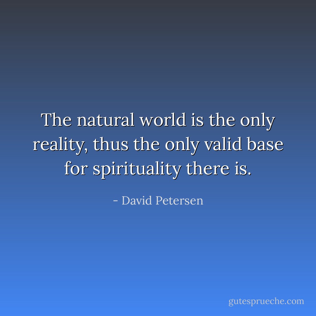 The natural world is the only reality, thus the only valid base for spirituality there is. - David Petersen