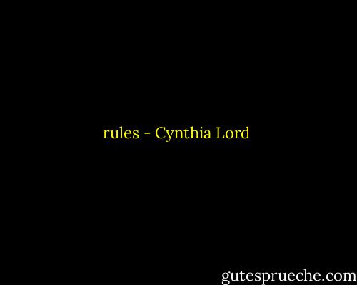 rules - Cynthia Lord