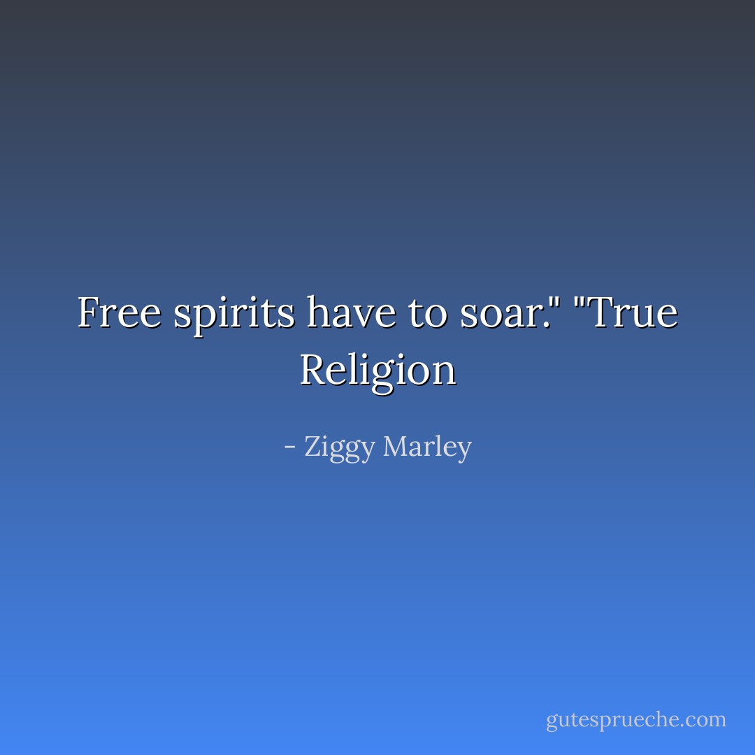 Free spirits have to soar." "True Religion - Ziggy Marley