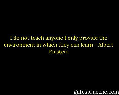 I do not teach anyone I only provide the environment in which they can learn - Albert Einstein