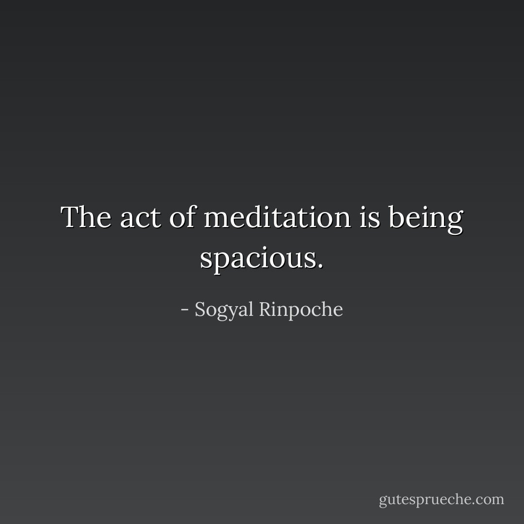The act of meditation is being spacious. - Sogyal Rinpoche