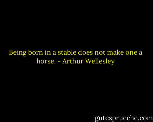 Being born in a stable does not make one a horse. - Arthur Wellesley
