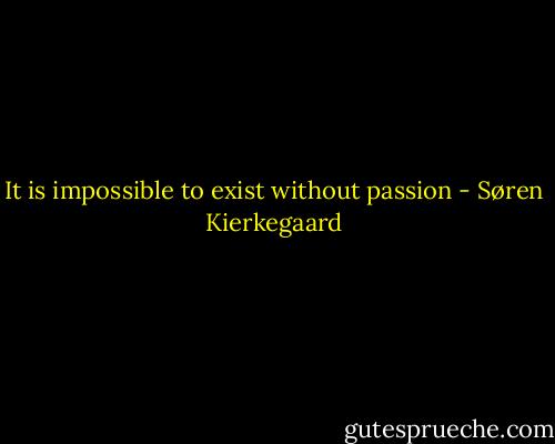 It is impossible to exist without passion - Søren Kierkegaard