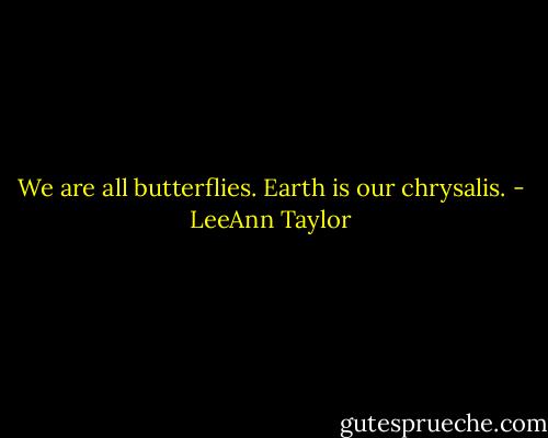 We are all butterflies. Earth is our chrysalis. - LeeAnn Taylor