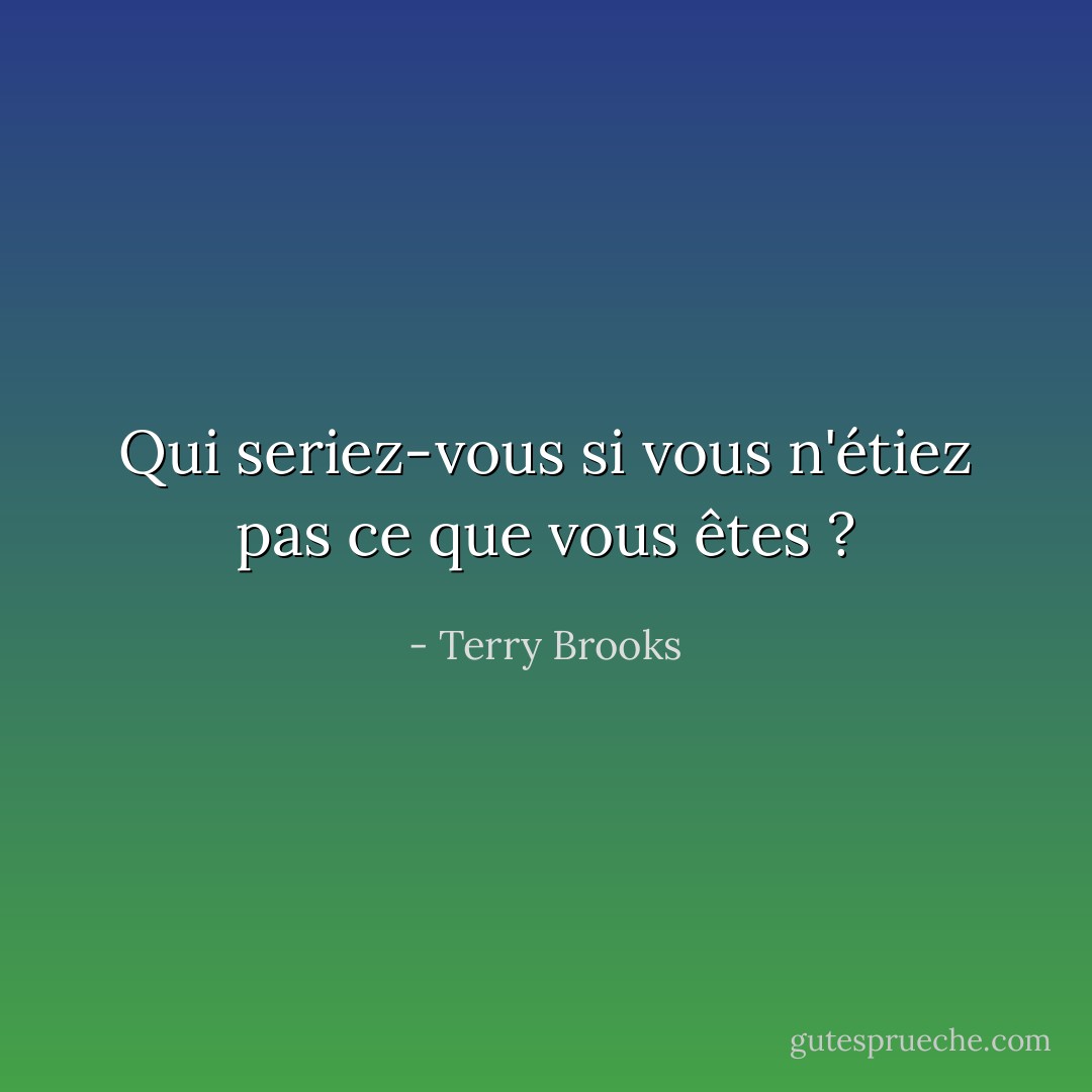 Qui seriez-vous si vous n'étiez pas ce que vous êtes ? - Terry Brooks