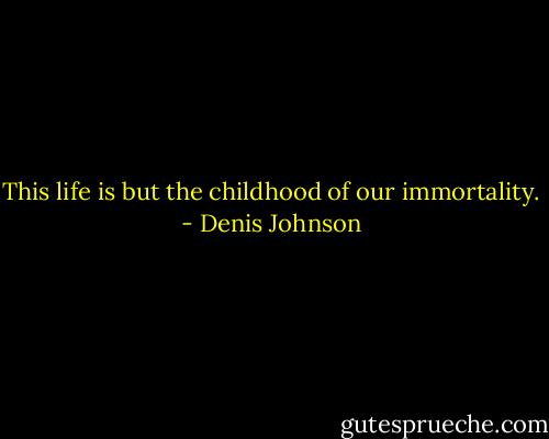 This life is but the childhood of our immortality. - Denis Johnson