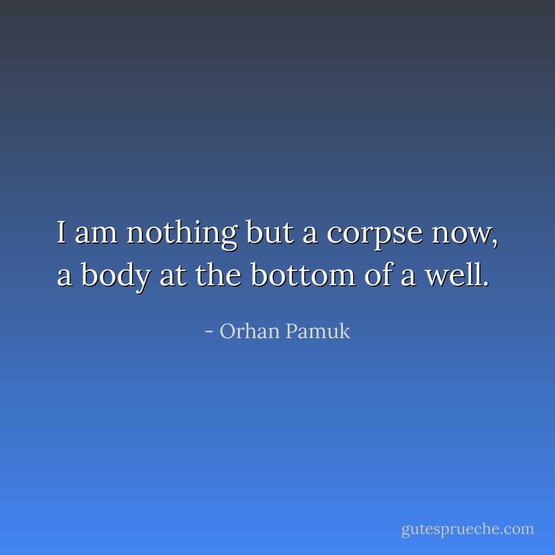 I am nothing but a corpse now, a body at the bottom of a well.  - Orhan Pamuk