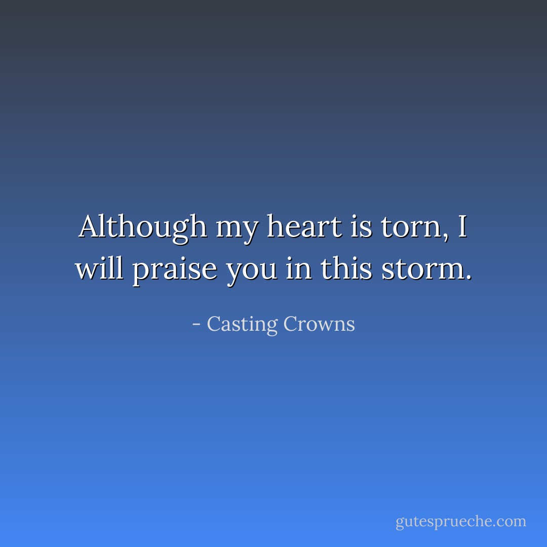 Although my heart is torn, I will praise you in this storm. - Casting Crowns
