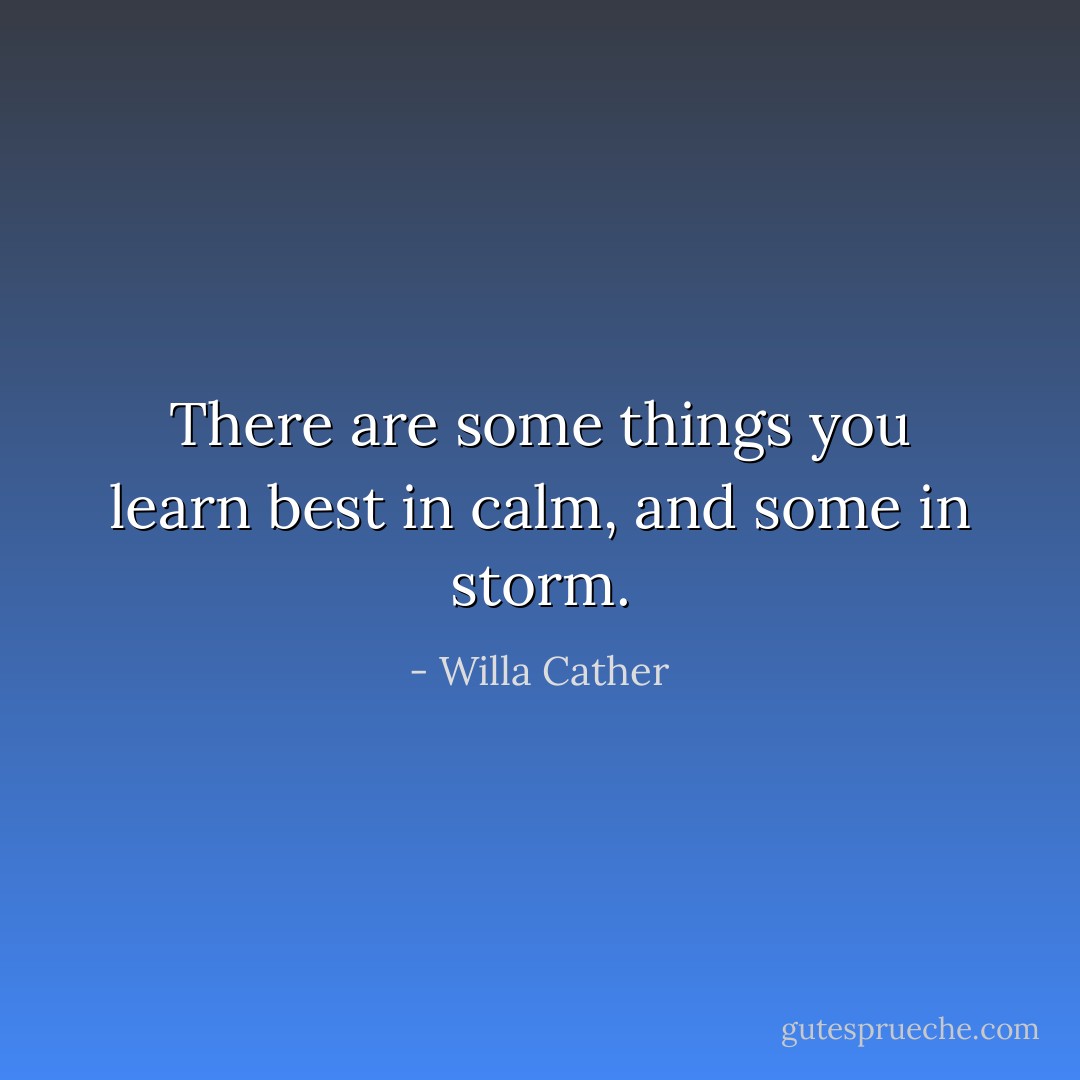 There are some things you learn best in calm, and some in storm. - Willa Cather