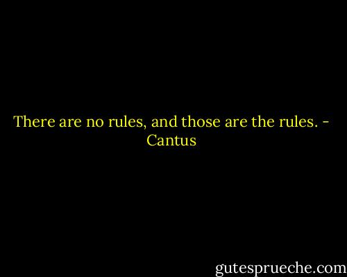There are no rules, and those are the rules. - Cantus