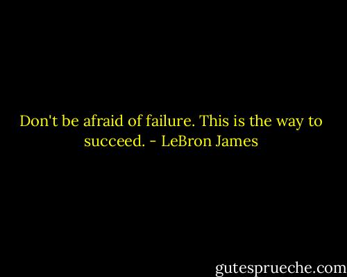 Don't be afraid of failure. This is the way to succeed. - LeBron James