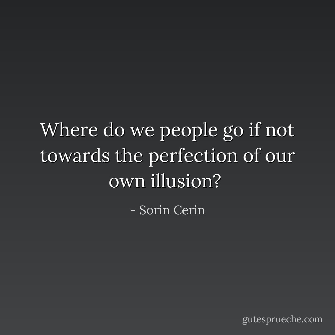 Where do we people go if not towards the perfection of our own illusion?  - Sorin Cerin