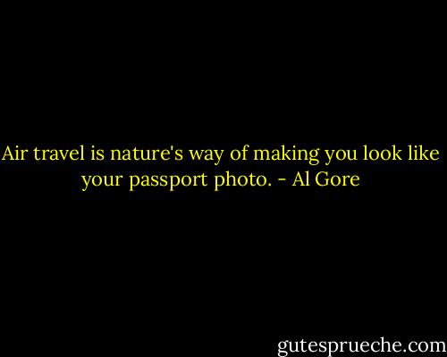 Air travel is nature's way of making you look like your passport photo. - Al Gore