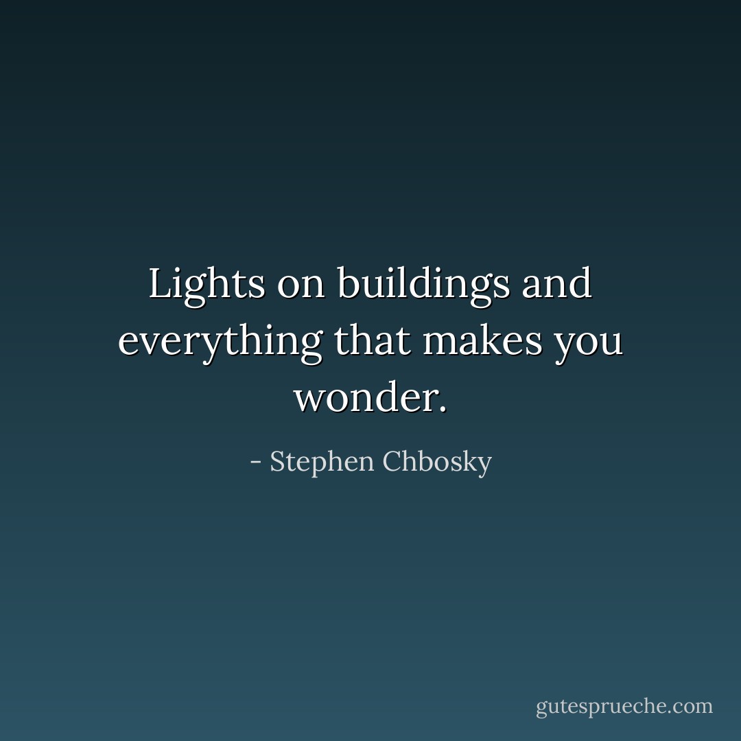 Lights on buildings and everything that makes you wonder. - Stephen Chbosky