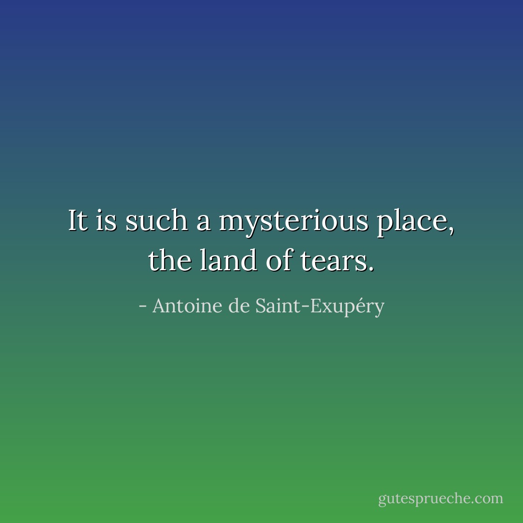 It is such a mysterious place, the land of tears. - Antoine de Saint-Exupéry