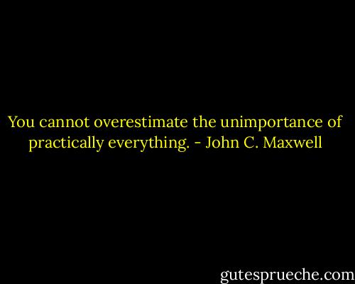 You cannot overestimate the unimportance of practically everything. - John C. Maxwell