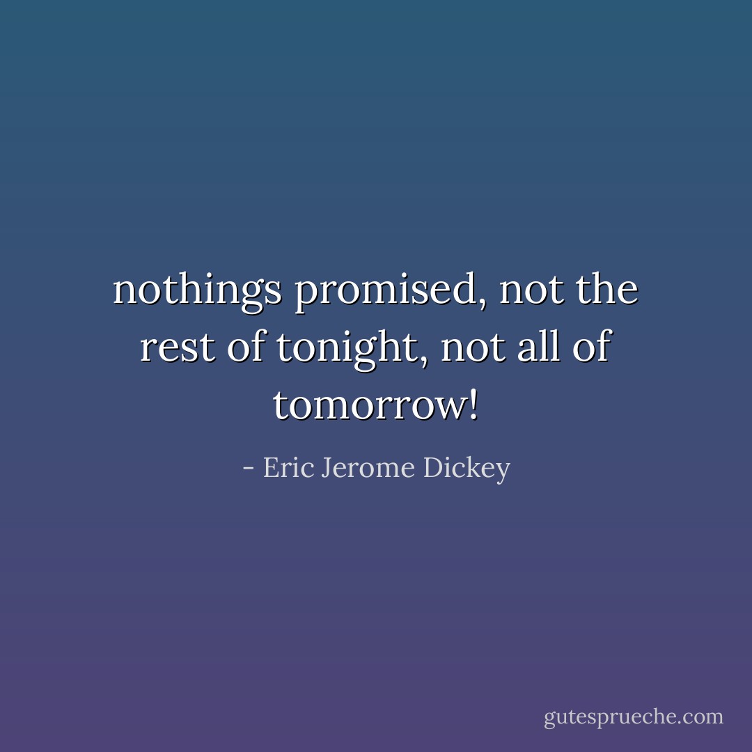 nothings promised, not the rest of tonight, not all of tomorrow! - Eric Jerome Dickey