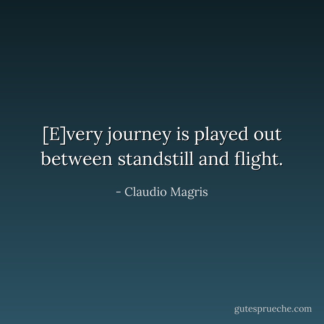 [E]very journey is played out between standstill and flight. - Claudio Magris