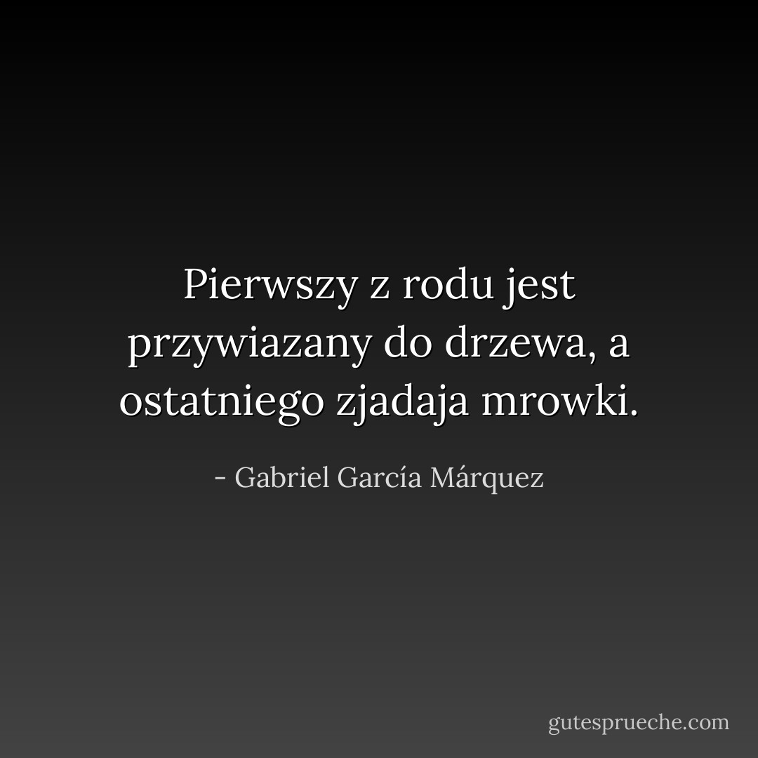 Pierwszy z rodu jest przywiazany do drzewa, a ostatniego zjadaja mrowki. - Gabriel García Márquez