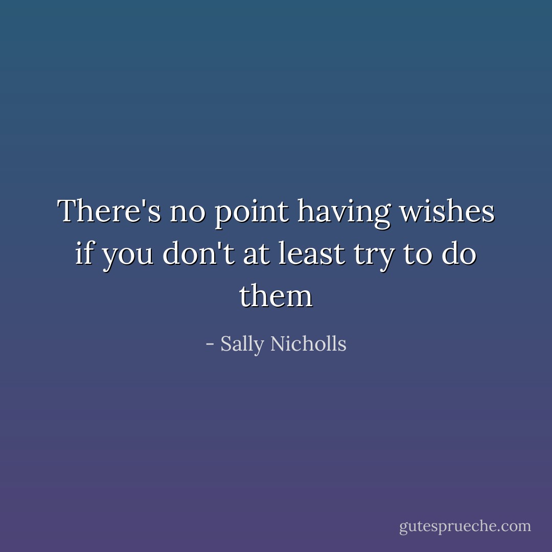 There's no point having wishes if you don't at least try to do them - Sally Nicholls